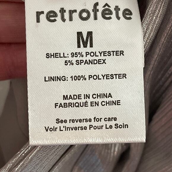 Retrofete Silver Cassie Lame One Shoulder Bodysuit Size M NWT - Picture 10 of 11